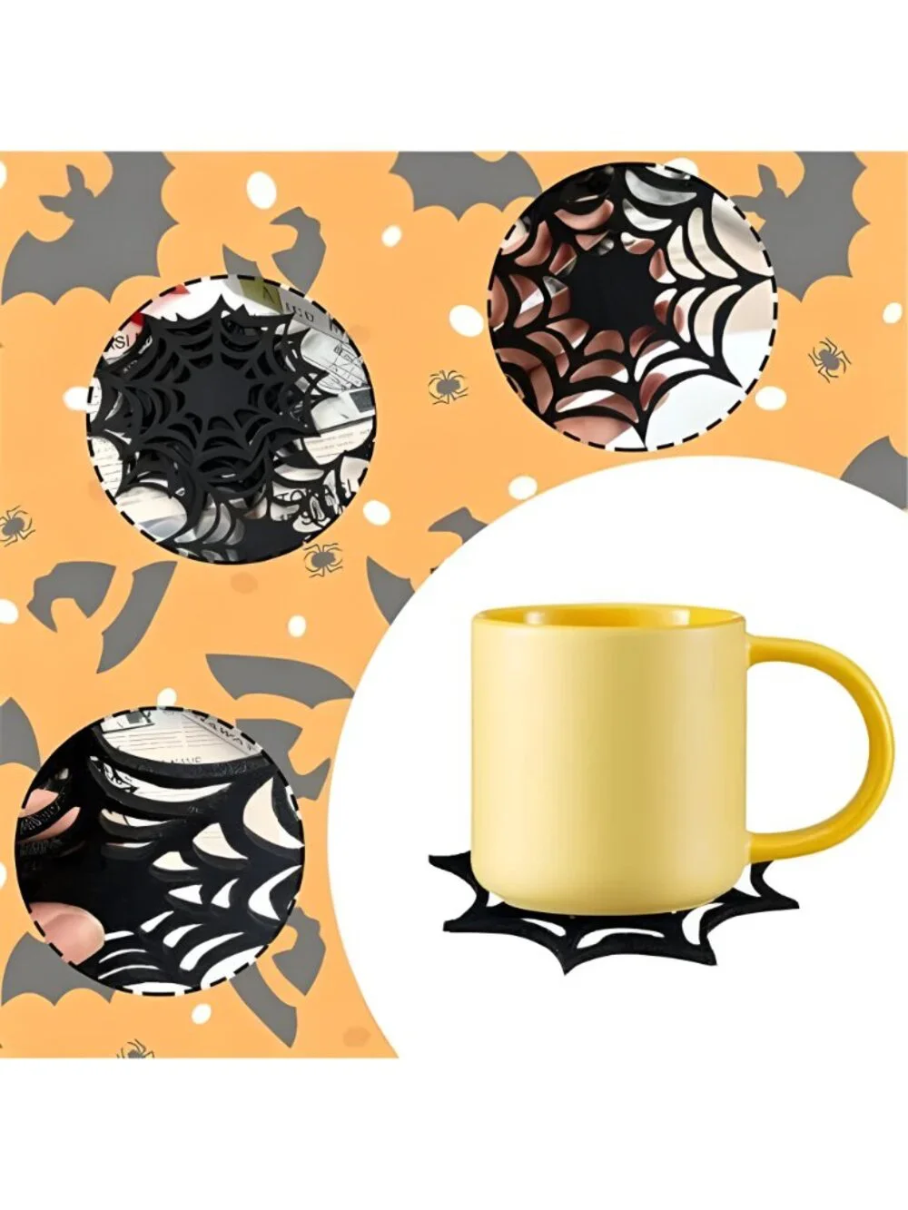 10Pcs Spider Web Coasters Cup Place Mats Non-Slip Heat Resistant